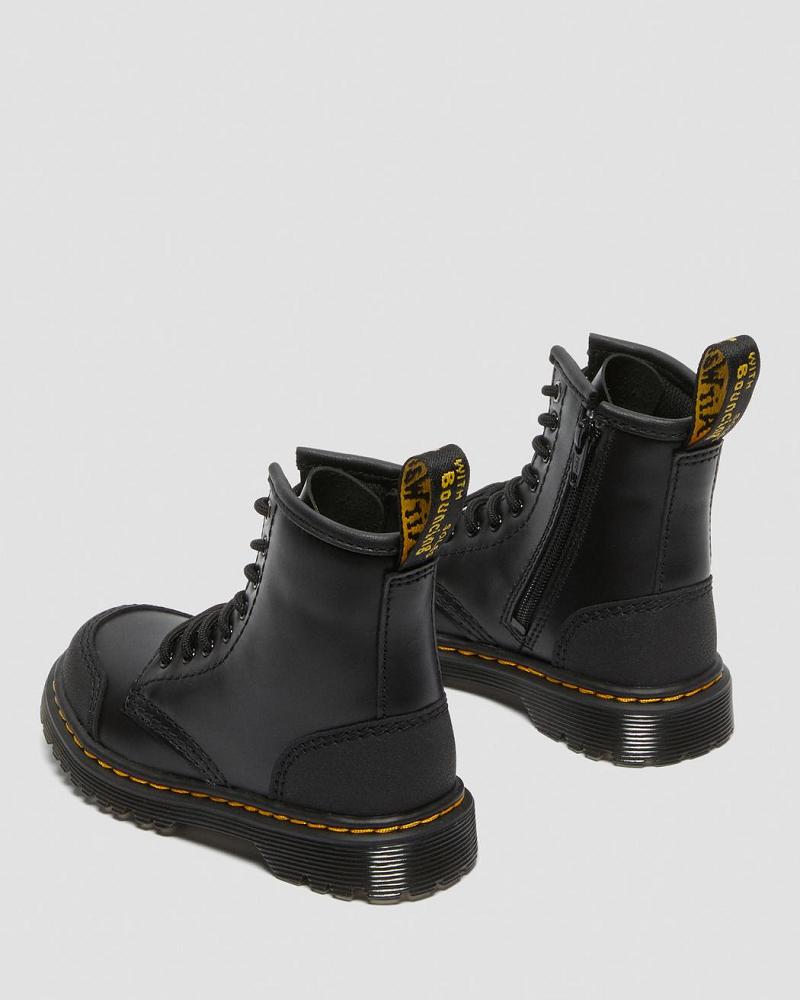 Black Kids' Dr Martens Toddler 1460 Overlay Leather Casual Boots | CA 664NWY